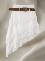 Asymmetrischer Spitzenrüschenrock